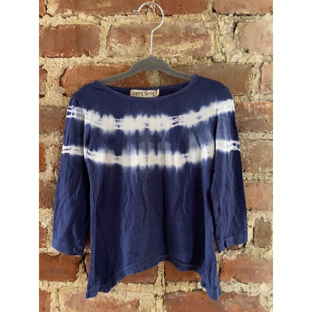 Gypsy Daisy Tie Dye Navy White Top 3t